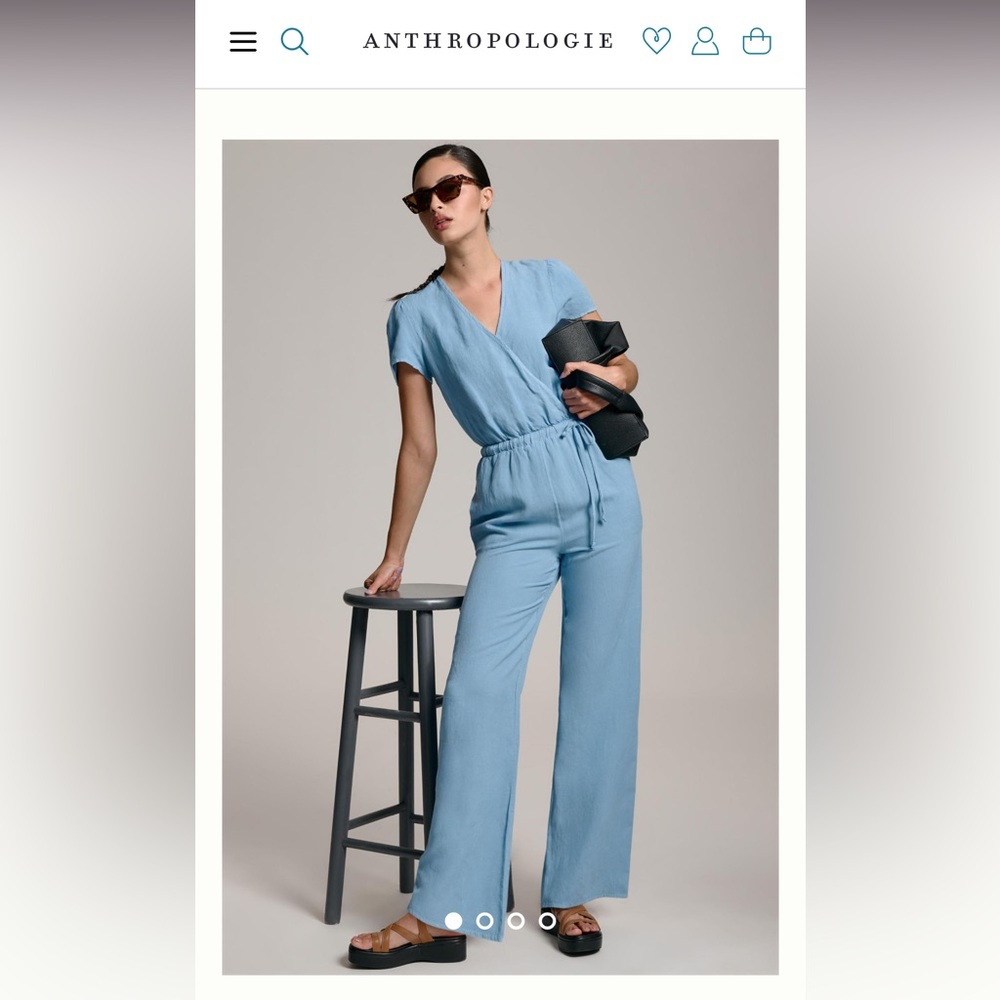 NWT Anthropologie Cloth & Stone Wide-Leg Wrap Jumpsuit M